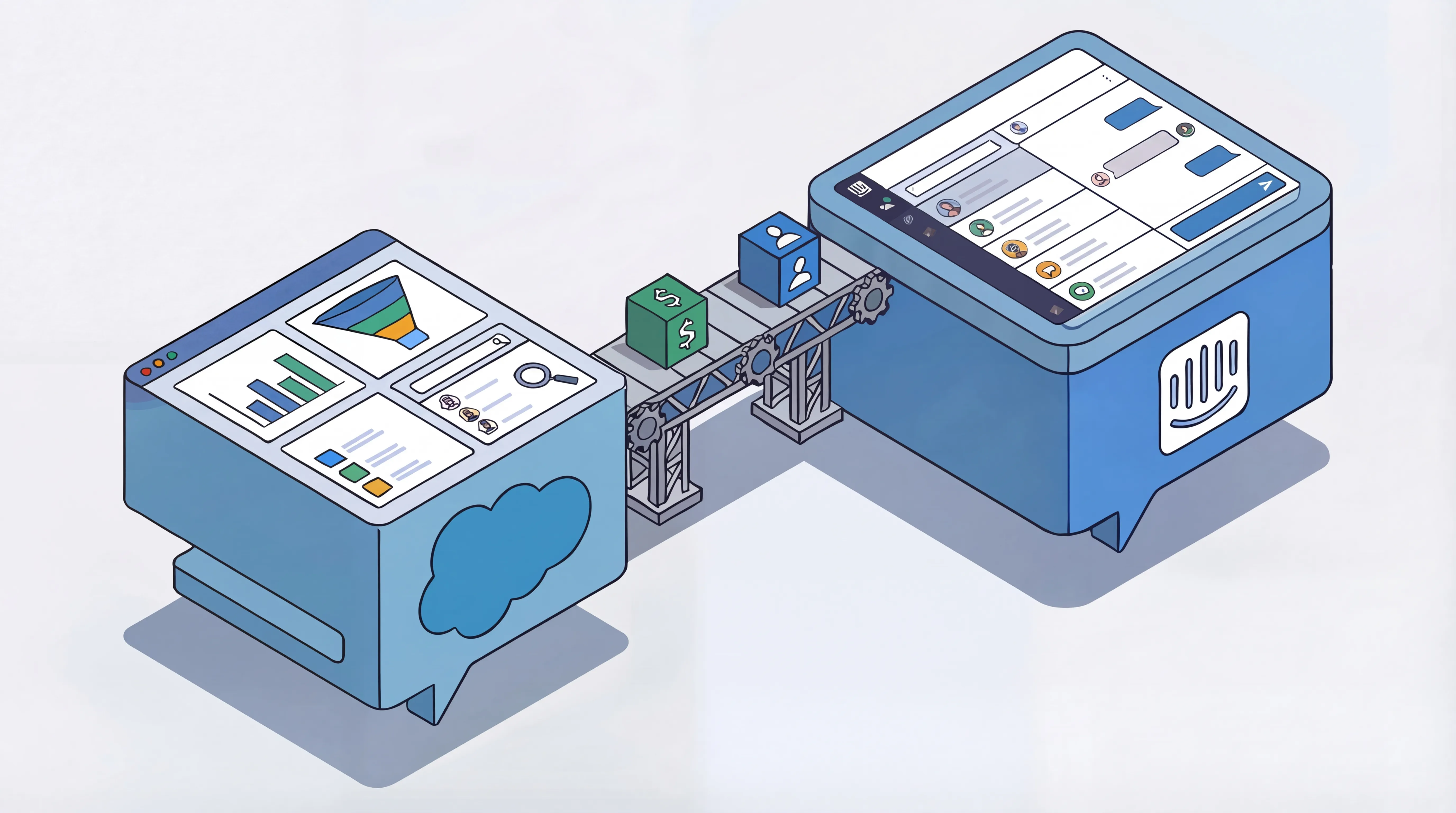 Diagram showing bi-directional data flow between Intercom and Salesforce